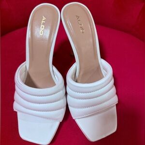 ALDO White Quilted Mules